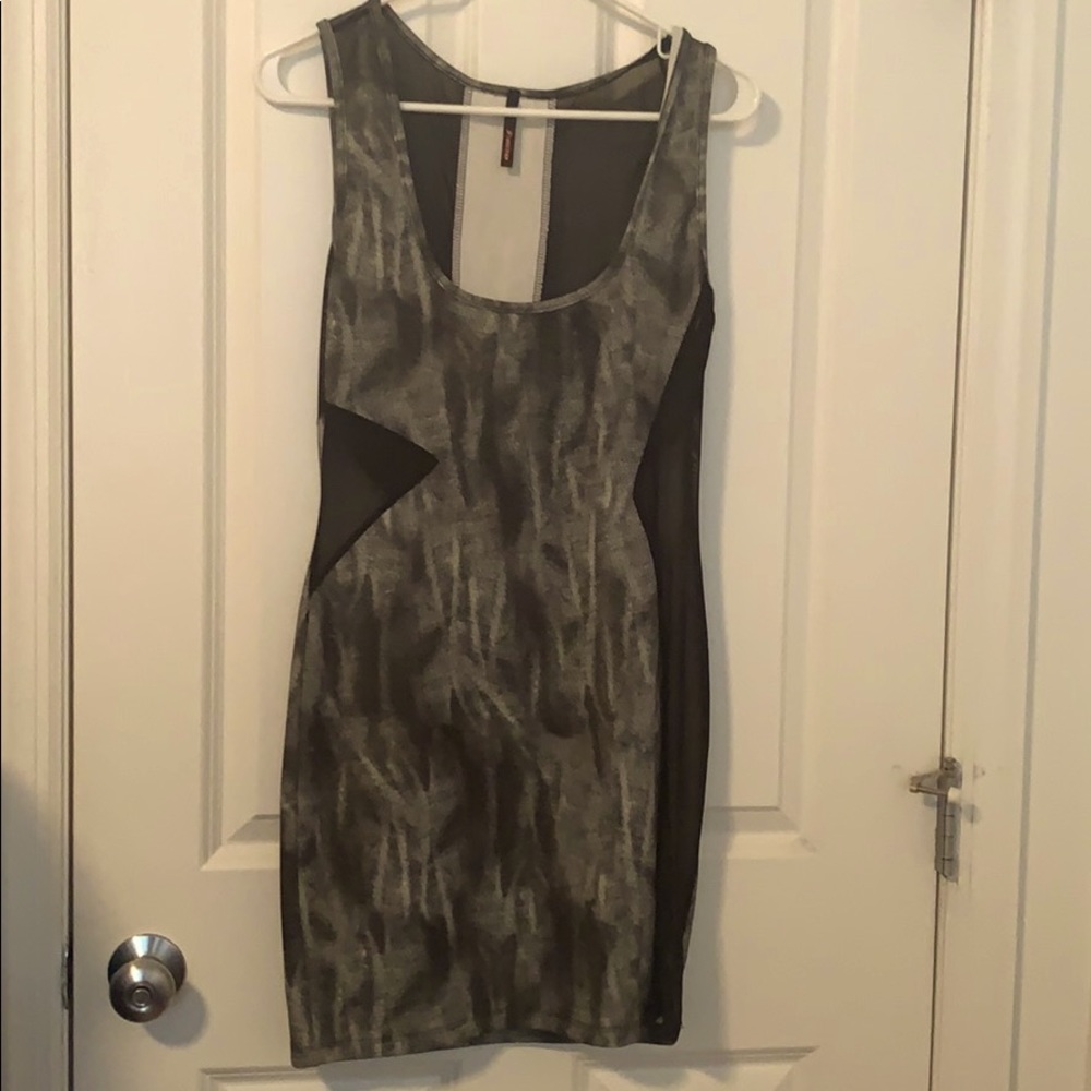 Black and grey see through the back dress